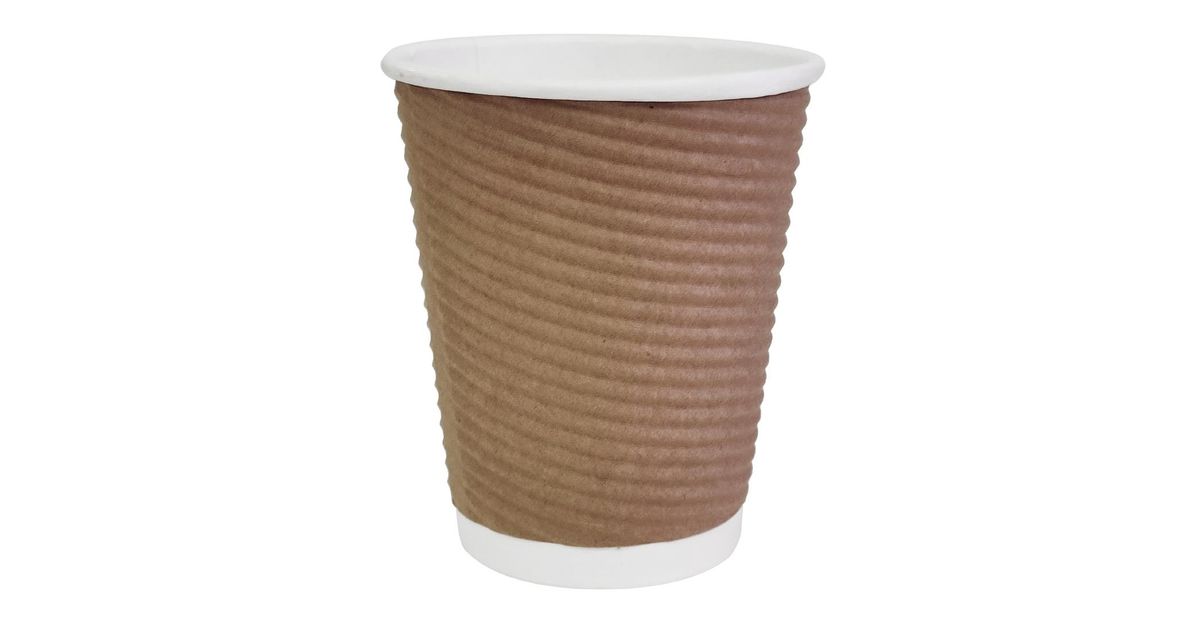 Fiesta Recyclable GP443 Ripple Wall Coffee Cups Brown 225ml (Pack of 25 ...