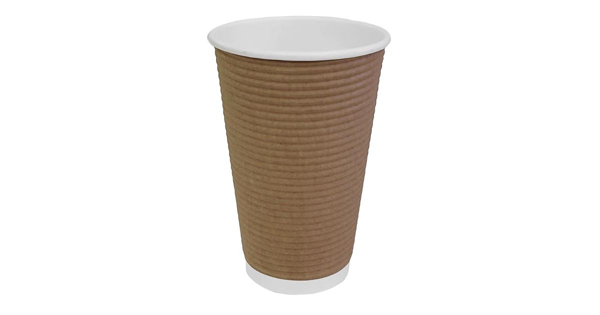 Fiesta Recyclable GF025 Ripple Wall Coffee Cups Brown 455ml (Pack of 25 ...