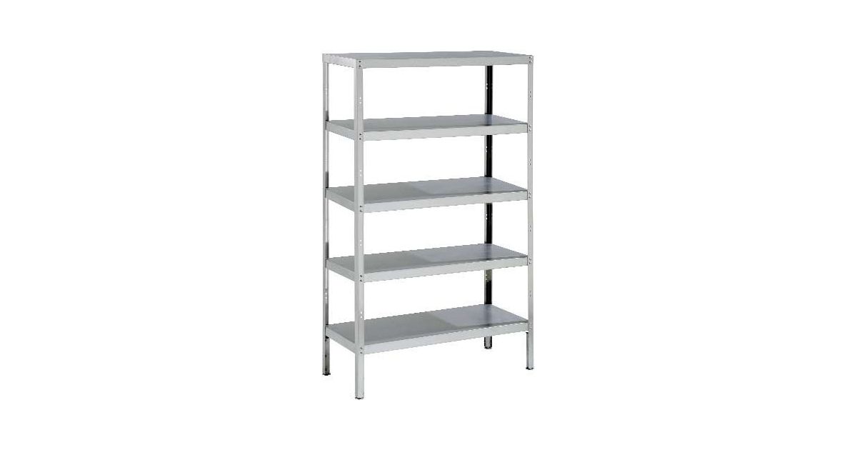Reddy Racks Parry RACK5S13300-SOLID Stainless Steel Storage Racks with 5 Solid ...