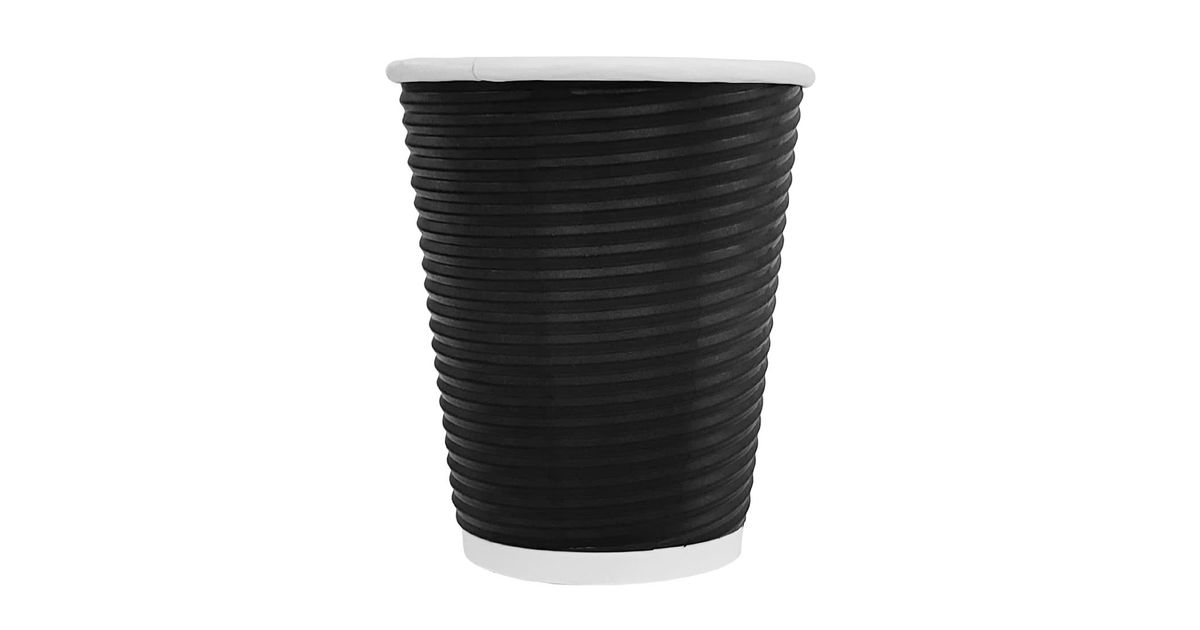 Fiesta Recyclable CM541 Ripple Wall Coffee Cups Black 340ml (Pack of 25 ...