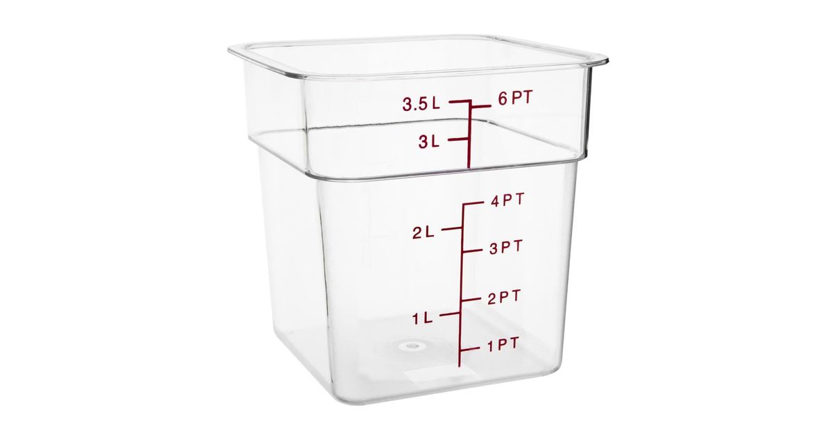 Hygiplas FX138 Polyethylene Square Food Measuring Container Lid Yellow Medium - Catering