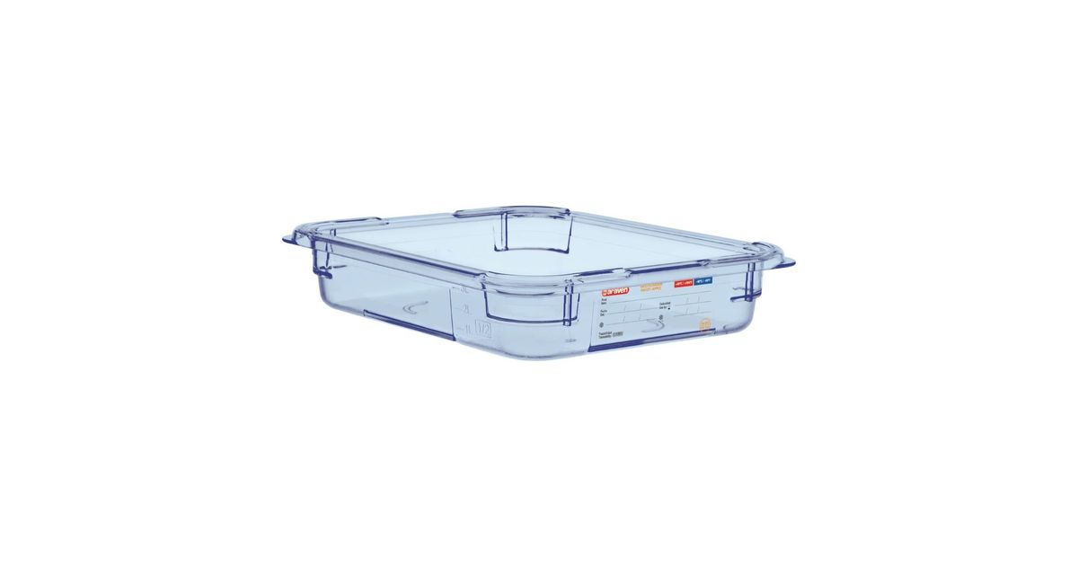 Produktbild von Araven GP575 GN1/4 ABS Lebensmittelbehälter – Blau, 100 Mm, Mit Deckel, BPA-frei