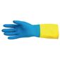 FA296-L Alto 405 Liquid-Proof Heavy-Duty Janitorial Gloves Blue and Yellow Large
