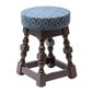 FT465 Classic Dark Wood Low Bar Stool with Blue Diamond Seat (Pack of 2)