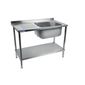 DR385 1500w x 650d mm Fully Assembled Stainless Steel Single Sink With Left Hand Drainer