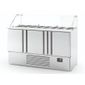 ME1003KB 355 Ltr 3 Door Stainless Steel Refrigerated Pizza / Saladette Prep Counter With Glass Display