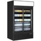 FSC1200S BLACK 967 Ltr Upright Double Sliding Glass Doors Black Display Fridge With Canopy
