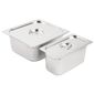 SA240 Stainless Steel Gastronorm Tray Set 1 x 1/3 & 1 x 2/3 150mm with Lids (Pack of 2)