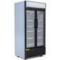 GD630 630 Ltr Upright Double Hinged Glass Door White Display Fridge With Canopy