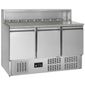 Gastro-Line GP93 400 Ltr 3 Door Stainless Steel Refrigerated Pizza / Saladette Prep Counter With Granite Top