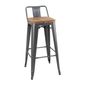 FB624 Bistro Backrest High Stools with Wooden Seat Pad Gun Metal (Pack of 4)