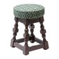 FT466 Classic Dark Wood Low Bar Stool with Green Diamond Seat (Pack of 2)