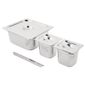 SA241 Stainless Steel Gastronorm Tray Set 2 x 1/6 & 1 x 2/3 150mm with Lids (Pack of 3)