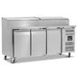 HBC3EN 417 Ltr 3 Door Stainless Steel Refrigerated Pizza / Saladette Prep Counter With Raised Collar