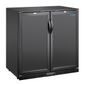 G-Series GE998 198 Ltr Undercounter Double Hinged Solid Door Reduced Height Black Back Bar Bottle Cooler