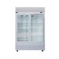 HEF956 908 Ltr Upright Double Sliding Glass Door White Display Fridge With Canopy