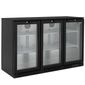 LOWBAR3 280 Ltr Undercounter Triple Hinged Glass Door Reduced Height Black Back Bar Bottle Cooler