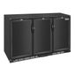G-Series GE999 320 Ltr Undercounter Triple Hinged Solid Door Reduced Height Black Back Bar Bottle Cooler