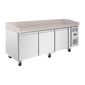 U-Series UA082 634 Ltr 3 Door Stainless Steel Refrigerated Prep Counter With Granite Worktop