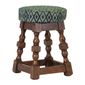 FT407 Classic Rubber Wood Low Bar Stool with Green Diamond Seat (Pack of 2)