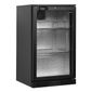 BA6H 105 Ltr Undercounter Single Glass Door Reduced Height Black Back Bar Bottle Cooler
