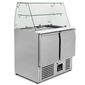 BPD2 240 Ltr 2 Door Stainless Steel Refrigerated Pizza / Saladette Prep Counter With Display