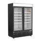 G-Series GH429 920 Ltr Upright Double Hinged Glass Door Black Display Freezer