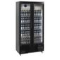 EM500 600 Ltr Upright Double Hinged Glass Door Black Bar Back Bottle Cooler
