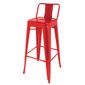 DL872 Red Steel Bistro High Stool with Back Rest (Pack of 4)