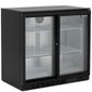 LOWBAR2SL 185 Ltr Undercounter Double Sliding Glass Door Reduced Height Black Back Bar Bottle Cooler