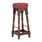 FT400 Classic Rubber Wood High Bar Stool with Red Diamond Seat (Pack of 2)