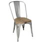 GM642 Bistro Side Chairs with Wooden Seat Pad Galvanised Steel (Pack of 4)
