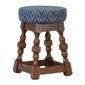 FT406 Classic Rubber Wood Low Bar Stool with Blue Diamond Seat (Pack of 2)