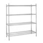 L929 1525w x 460d mm Chrome Wire Shelves 4 Tier