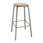 DE479 Galvanised Steel High Stools with Wooden Seatpad (Pack of 4)