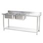 HEF660 1800w x 600d mm Stainless Steel Double Sink With Right Hand Drainer