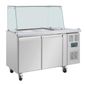 U-Series UA017 314 Ltr 2 Door Stainless Steel Refrigerated Pizza / Saladette Prep Counter With Square Sneeze Guard
