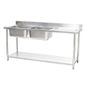 HEF658 1500w x 600d mm Stainless Steel Double Sink With Right Hand Drainer