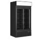 FSC1000S BLACK 771 Ltr Upright Double Sliding Glass Door Black Display Fridge With Canopy