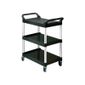J818 Polypropylene 3 Tier Compact Mobile Utility Trolley Black
