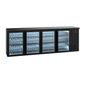 E3/2222GMU84 687 Ltr Undercounter Four Hinged Glass Door Black Back Bar Bottle Cooler