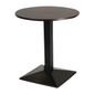 FT499 Turin Metal Base Pedestal Round Table with Dark Wood Top 700mm