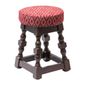 FT463 Classic Dark Wood Low Bar Stool with Red Diamond Seat (Pack of 2)