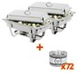 S601 Milan Chafing Set 1/1 GN & 72 Olympia Gel Fuel Tins (Pack of 2)