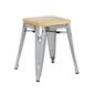 GM634 Bistro Low Stools with Wooden Seat Pad Galvanised Steel (Pack of 4)