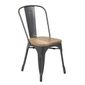 GG708 Grey Steel Dining Sidechairs with Wooden Seatpad (Pack of 4)