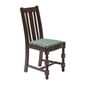 FT482 Manhattan Dark Wood High Back Dining Chair with Green Diamond Padded Seat (Pack of 2)