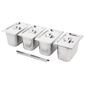 SA247 Stainless Steel Gastronorm Tray Set 4 x 1/4 150mm with Lids (Pack of 4)
