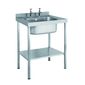 SINK0860SBND 800w x 600d mm Stainless Steel Single Bowl Sink Without Drainer