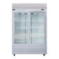 HEF956 880 Ltr Upright Double Sliding Glass Door White Display Fridge With Canopy
